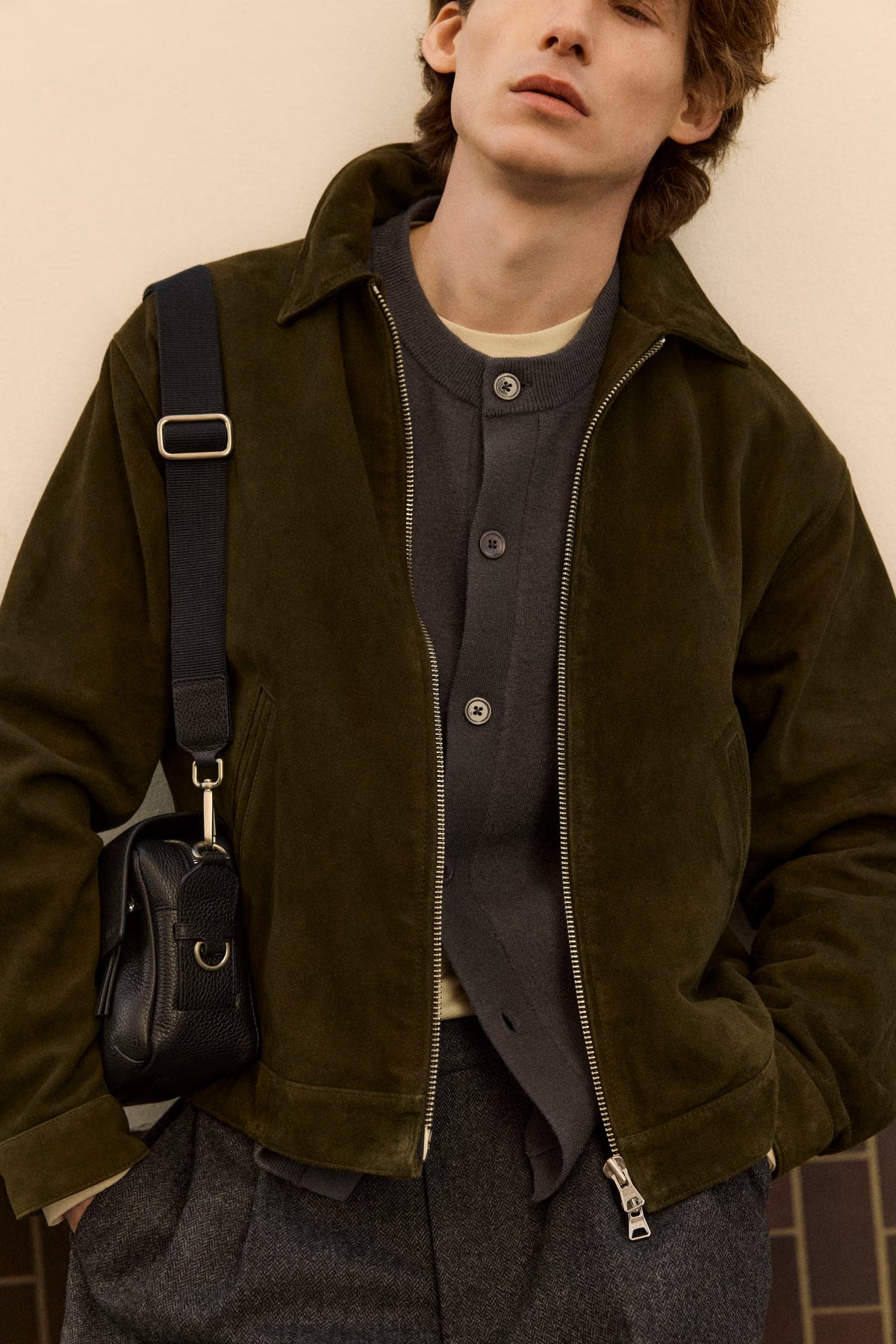 NN07 Jasper Boiled Wool Crew Cardigan - Charcoal Mist