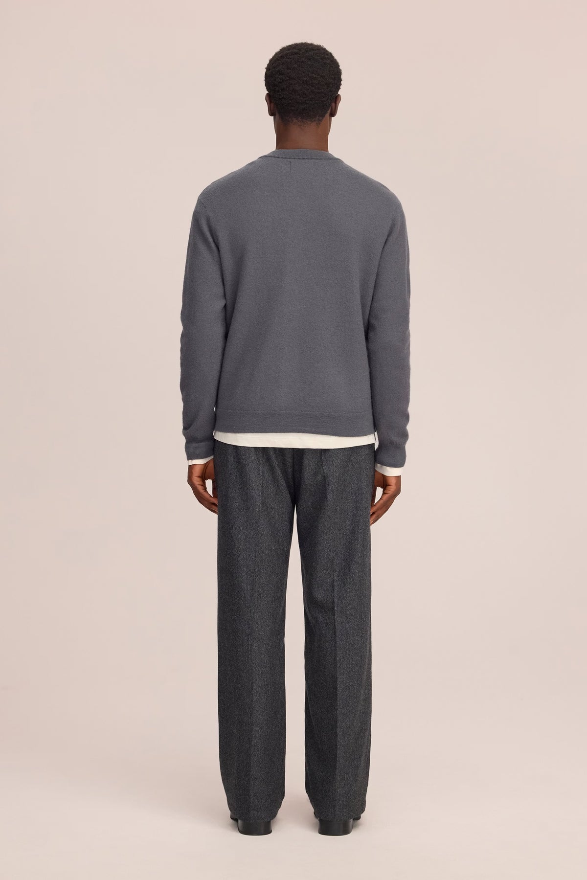 Jasper Boiled Wool Crew Cardigan - Charcoal Mist