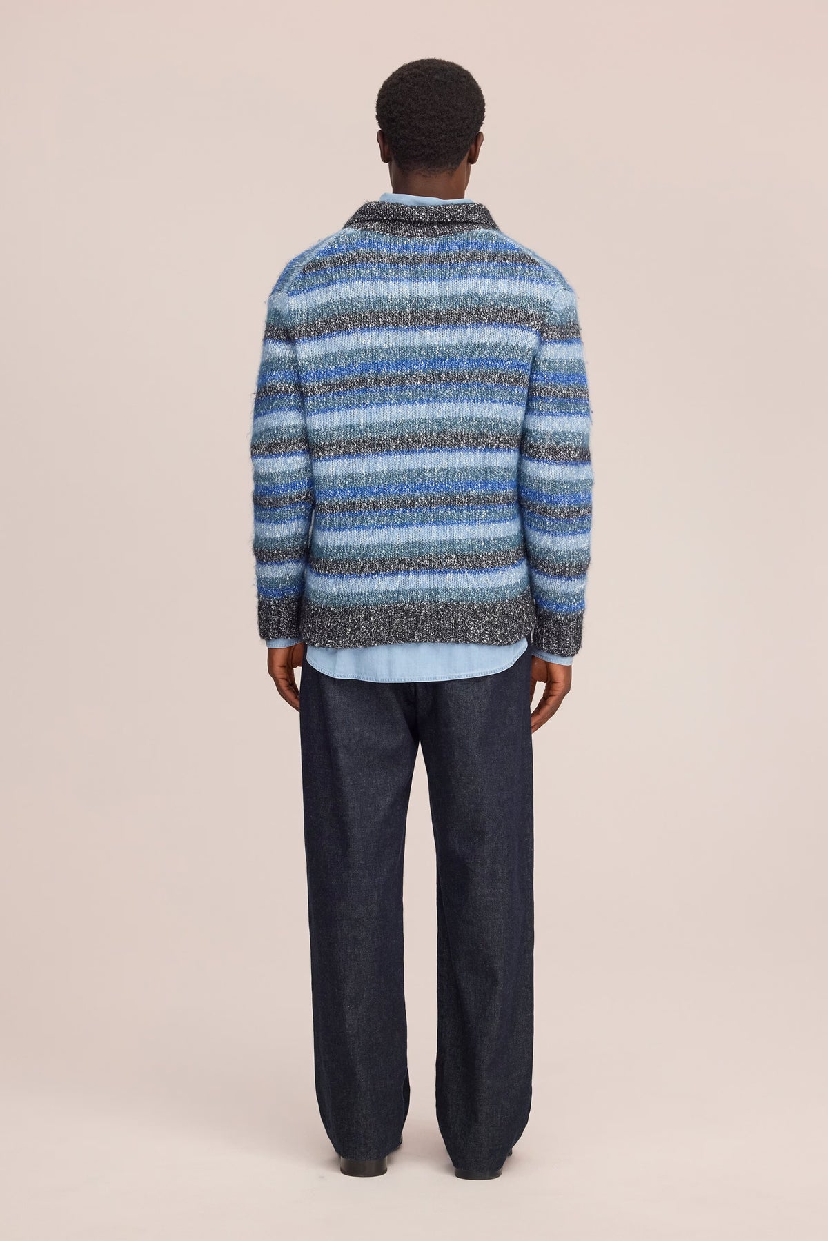 NN07 Erling Textured Bouclé Polo - Navy Multi