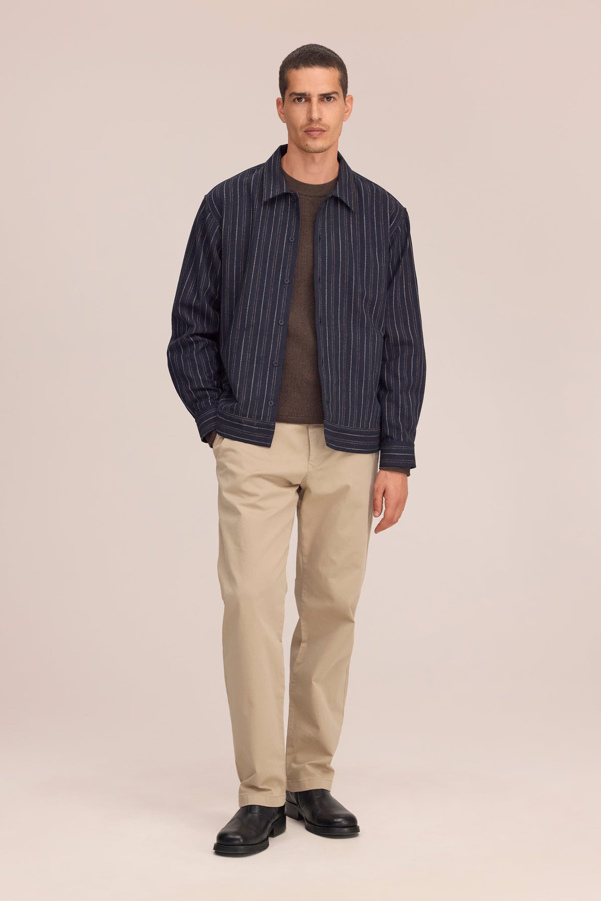 NN07 Reed Striped Overshirt - Navy Blue