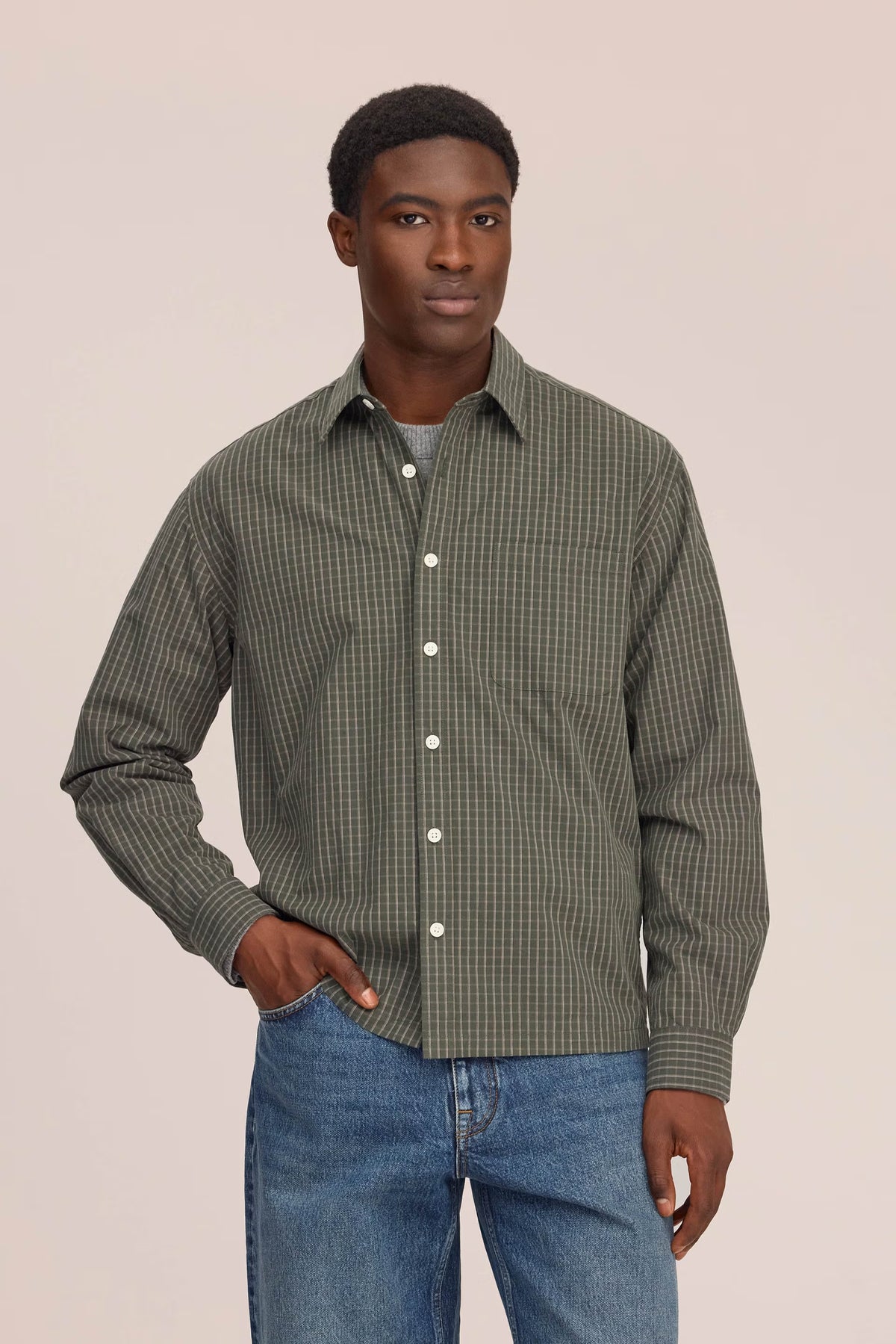 NN07 Deon Checkered Organic Cotton Shirt - Green Check