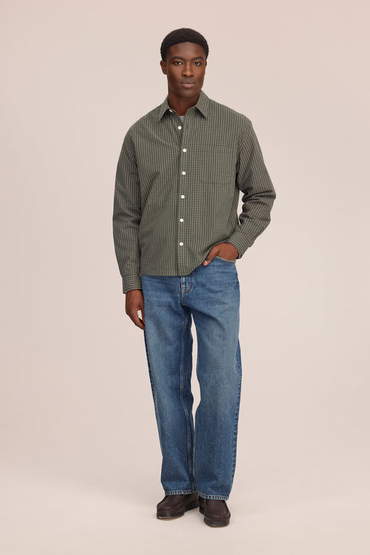 Deon Checkered Organic Cotton Shirt - Green Check
