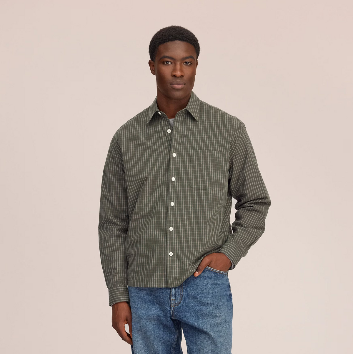 NN07 Deon Checkered Organic Cotton Shirt - Green Check