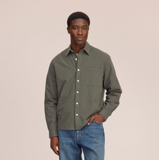 Deon Checkered Organic Cotton Shirt - Green Check