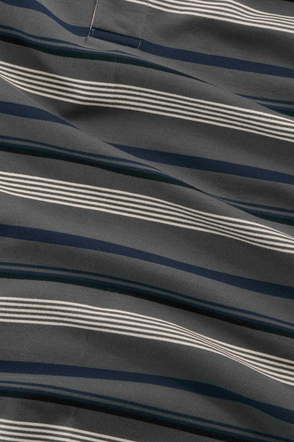David Relaxed Fit Fleece Polo - Grey Stripe