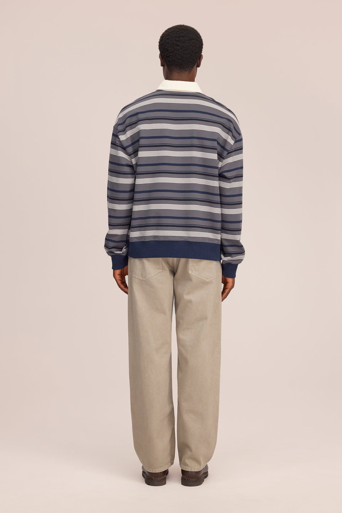 NN07 David Relaxed Fit Fleece Polo - Grey Stripe