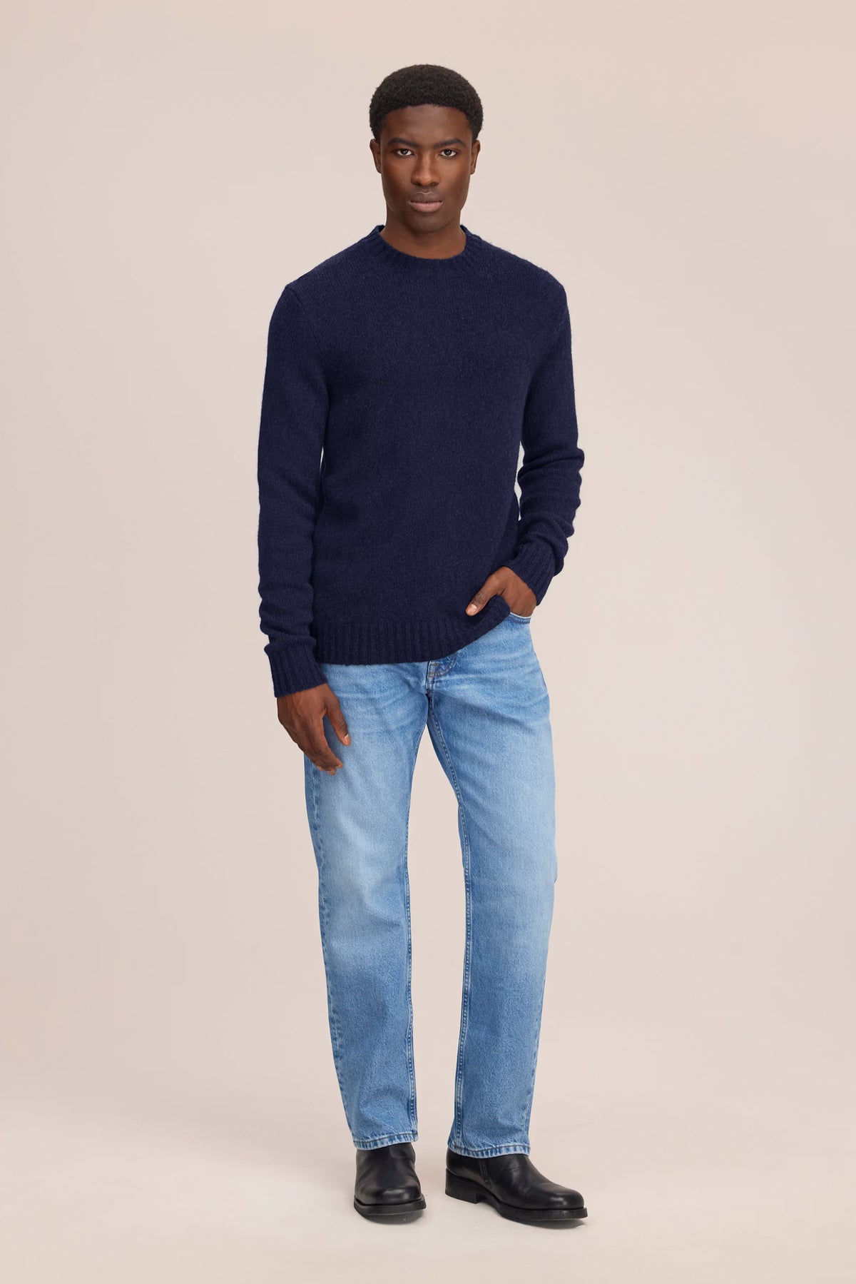 Lee Lightweight Merino Wool Sweater - Navy Blue