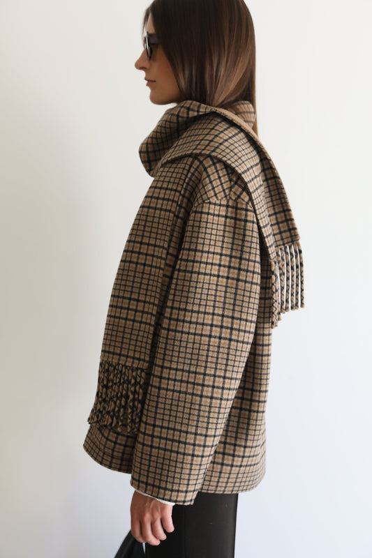 Quinn Double Faced Check Scarf Jacket - Check