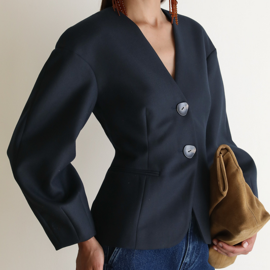 Sophia Sculptural Blazer - Navy
