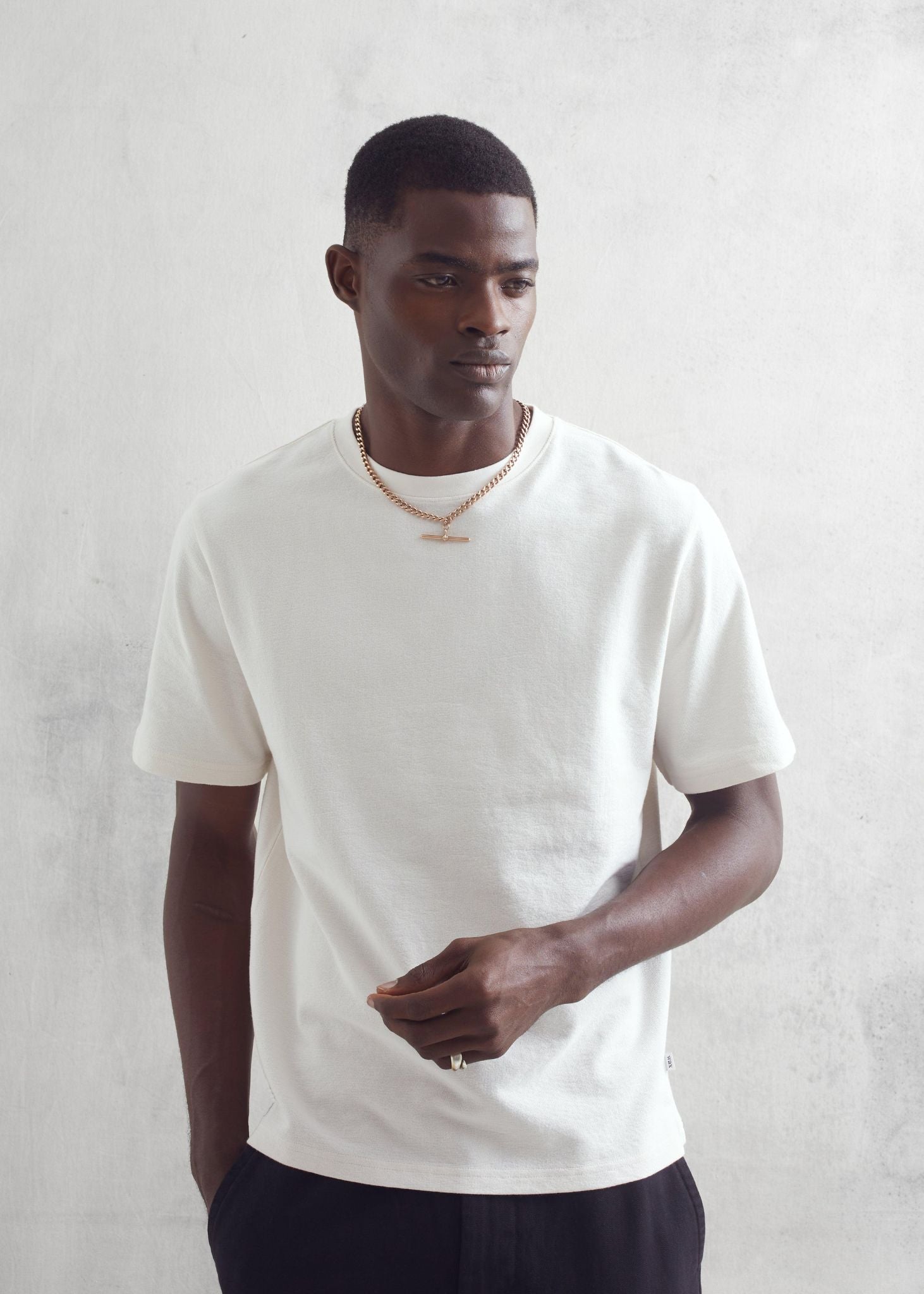 Wax Dean Textured Organic Cotton T-Shirt - Ecru