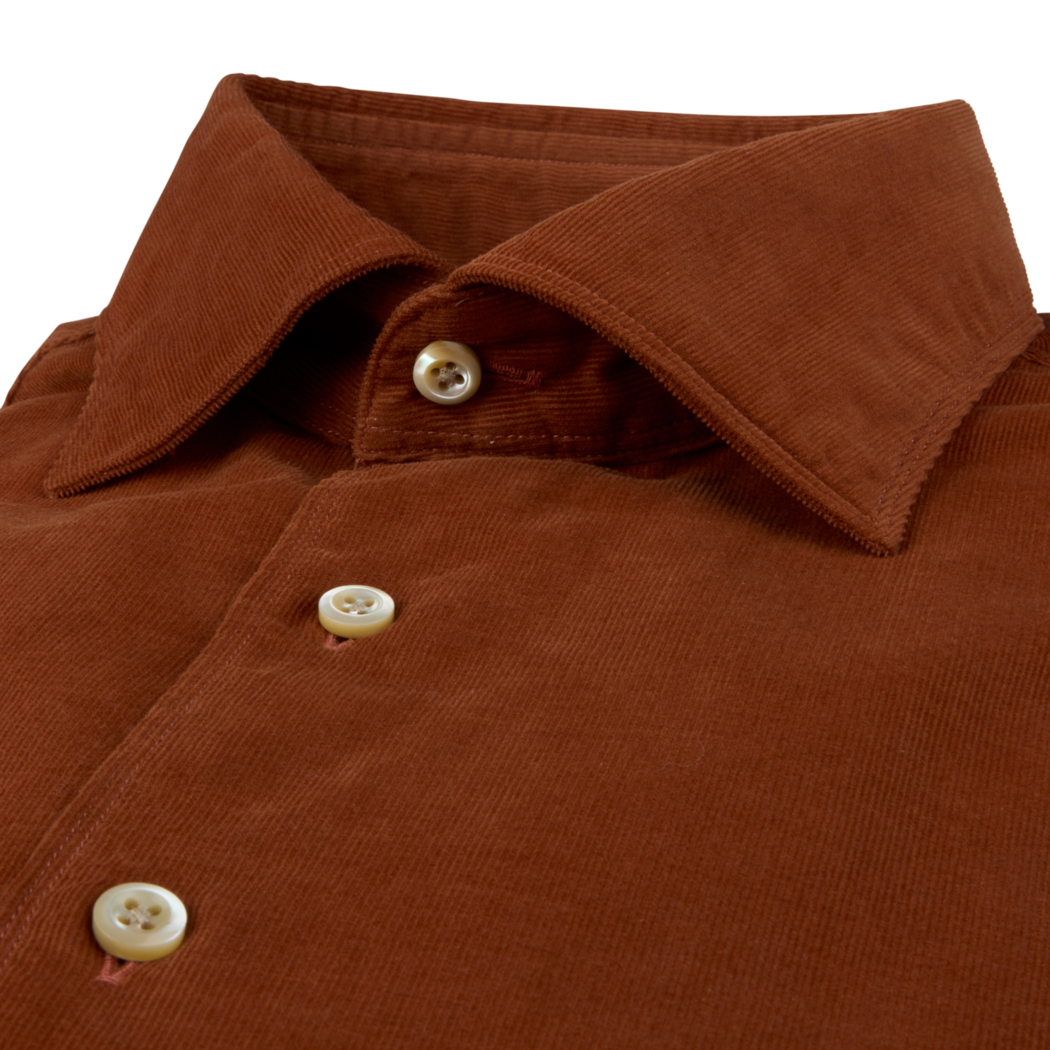 Regular Corduroy Shirt - Dark Orange