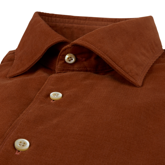Regular Corduroy Shirt - Dark Orange