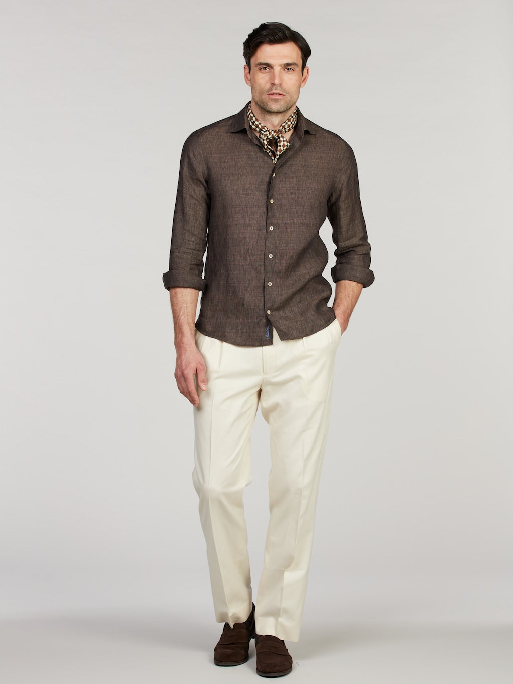 Regular Linen Shirt - Dark Brown