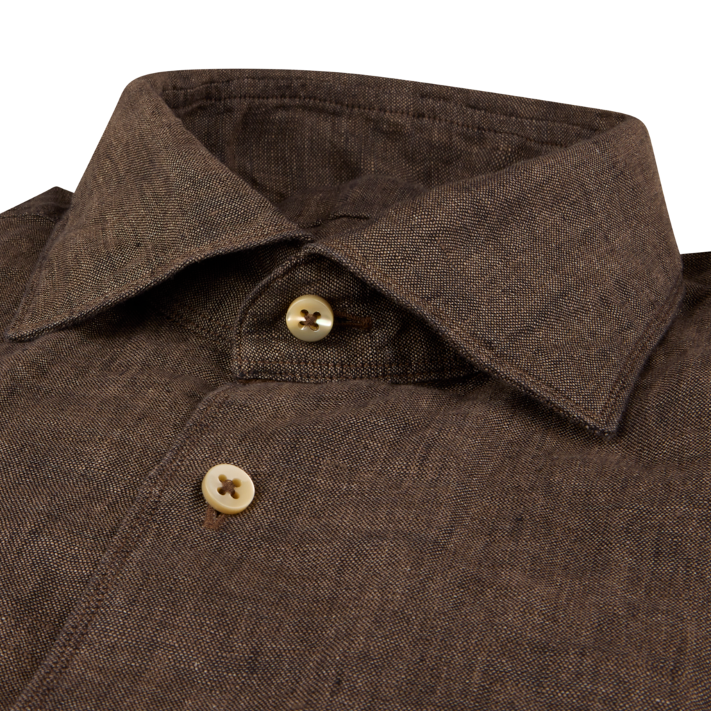 Regular Linen Shirt - Dark Brown