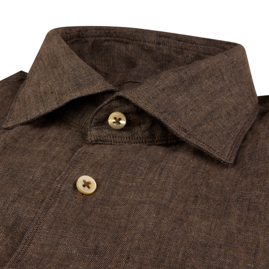 Regular Linen Shirt - Dark Brown