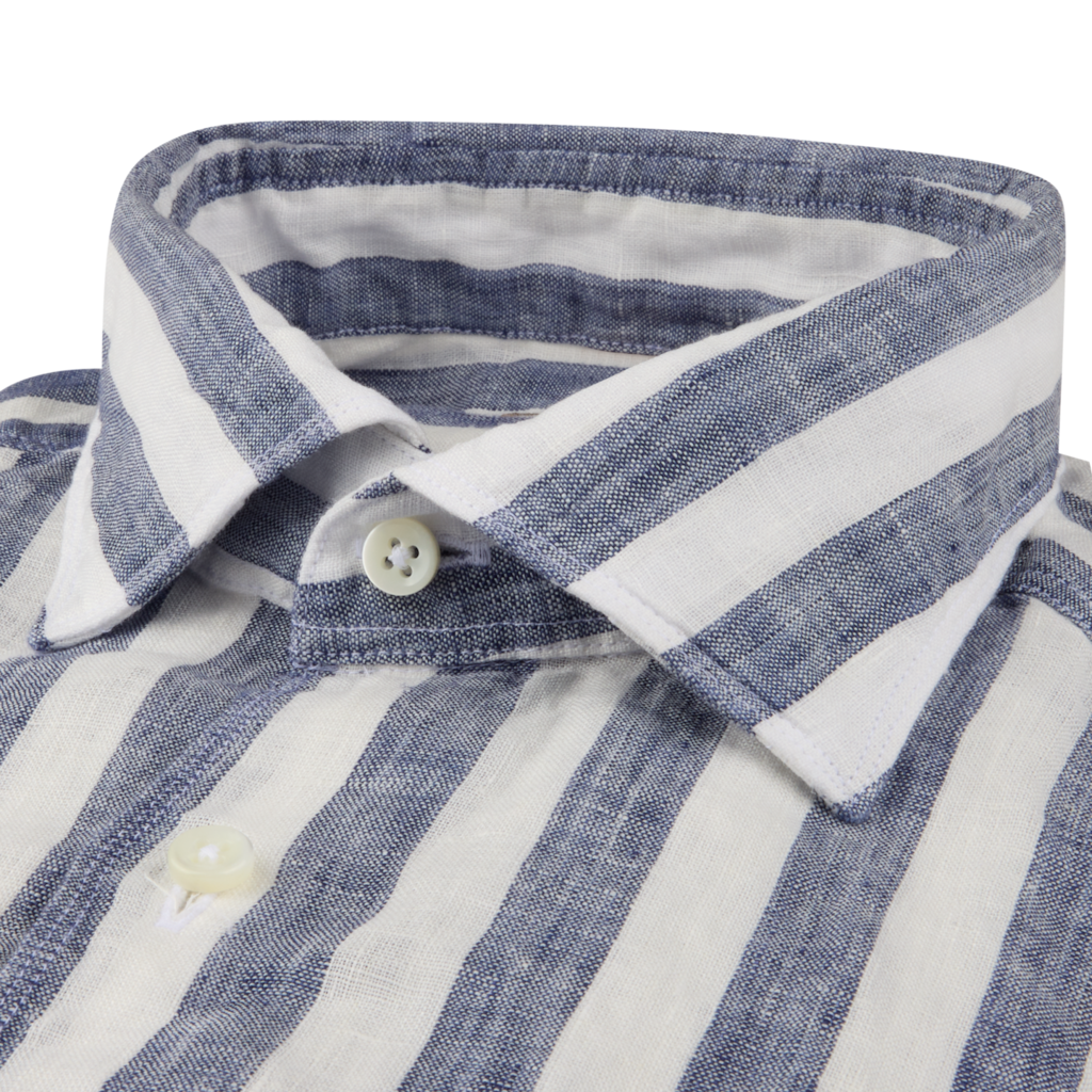 Regular Linen Shirt - Navy Stripe