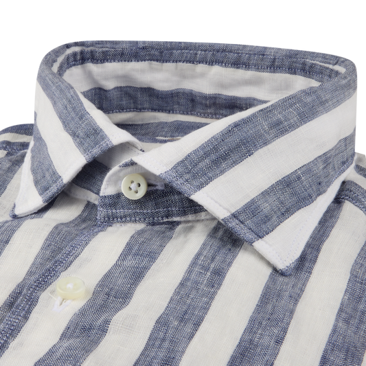 Regular Linen Shirt - Navy Stripe