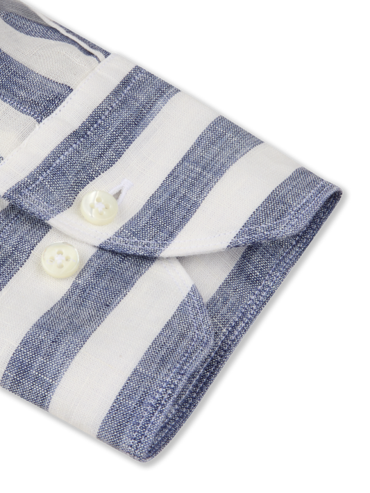 Regular Linen Shirt - Navy Stripe