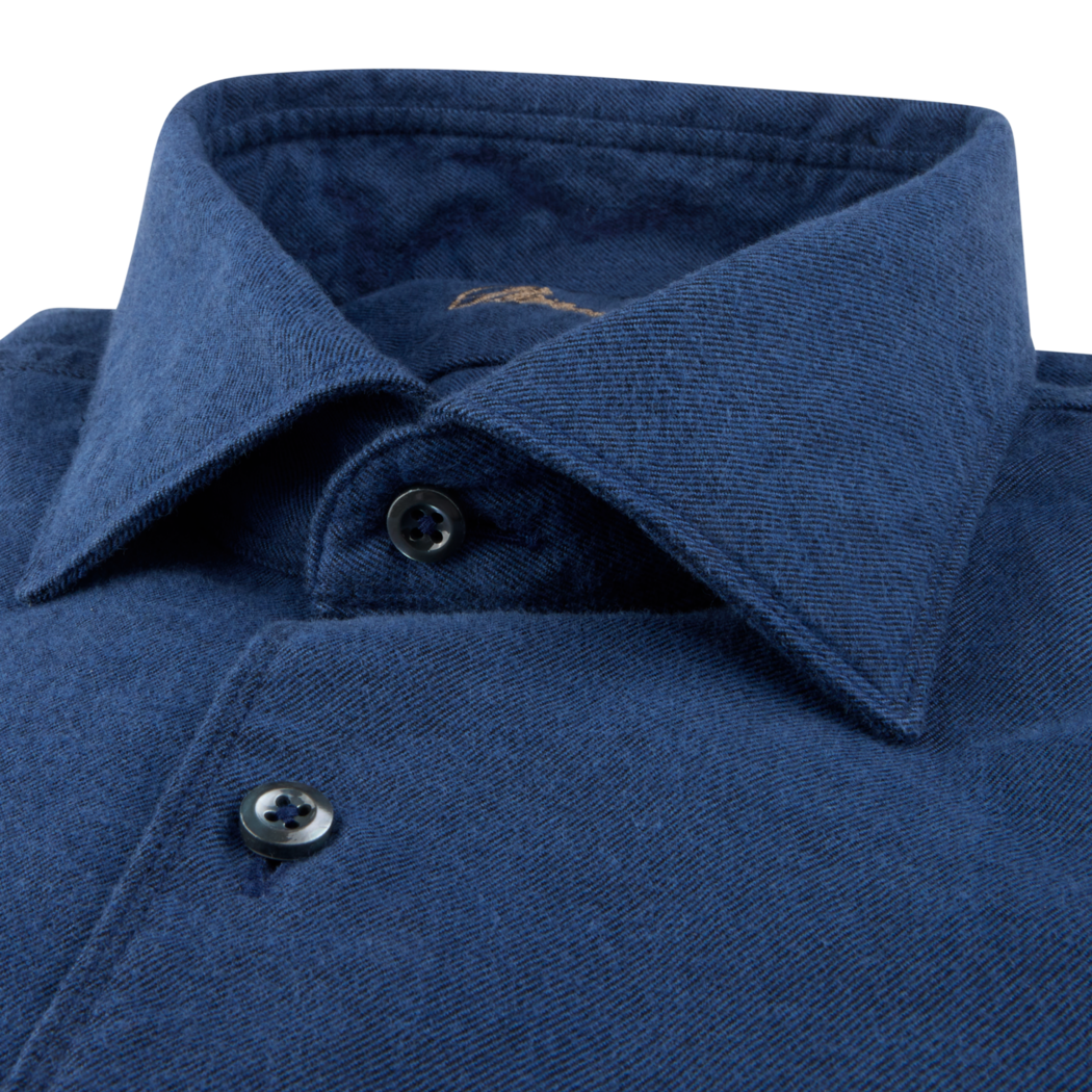 Stenstroms Regular Flannel Shirt - Dark Blue