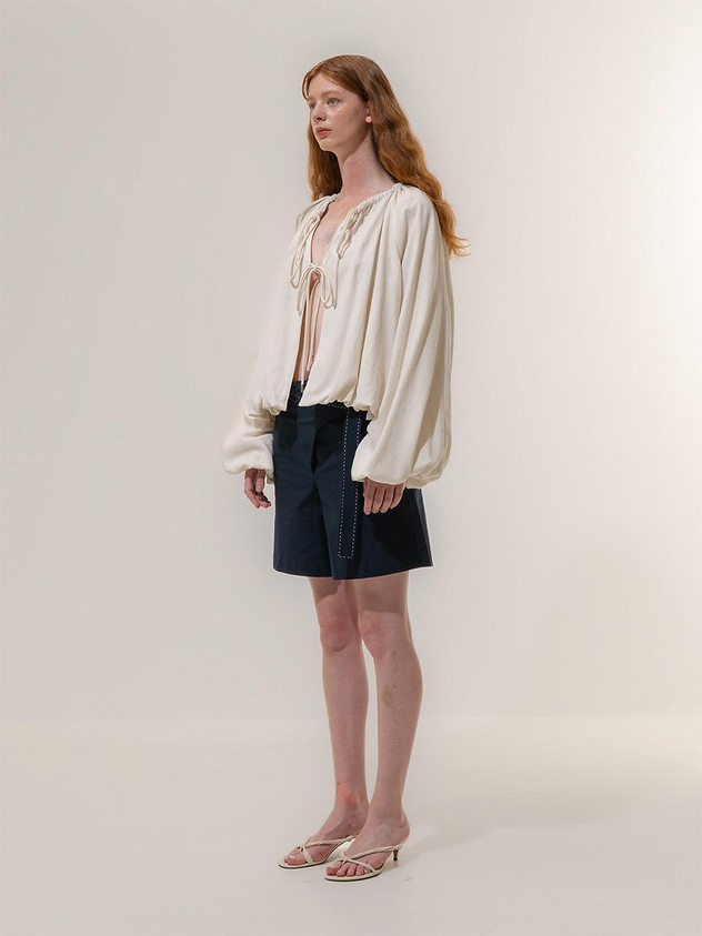 Emin Drawstring Volume Jacket - Off-White
