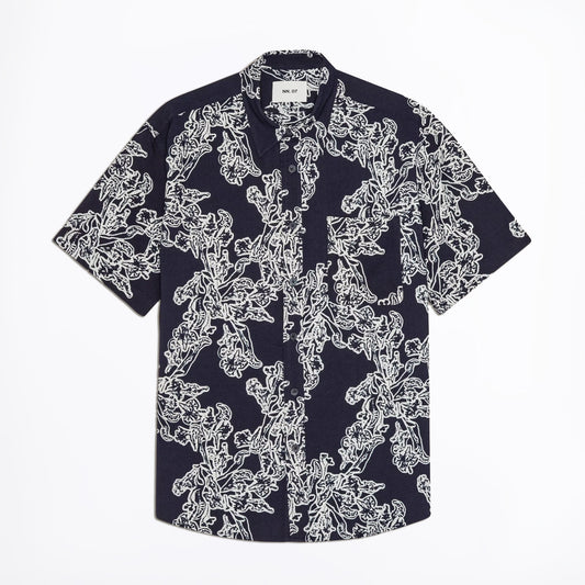 Deon All-Over Print SS Shirt - Navy Blue