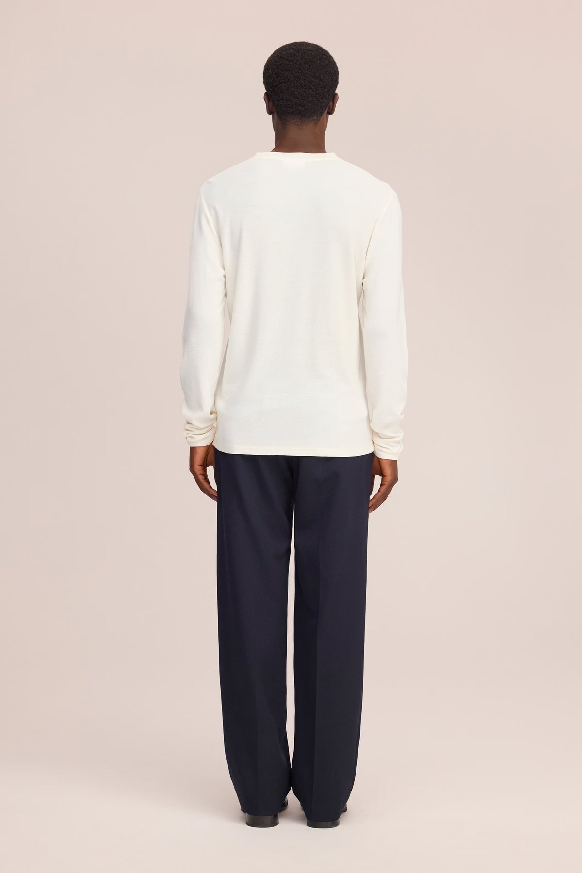 Clive Waffle Knit Long Sleeve Tee - Egg White