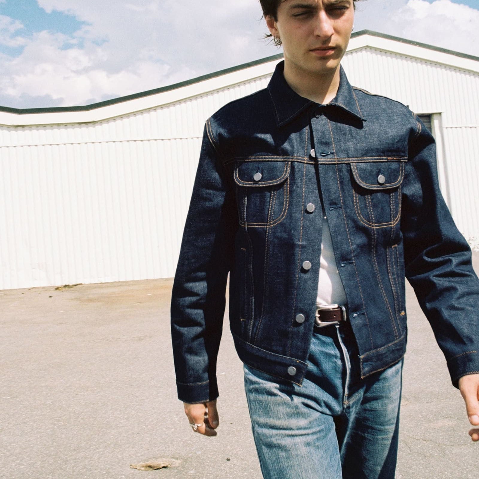 Nudie Danny Ace Selvage Denim Jacket - Dry Blue