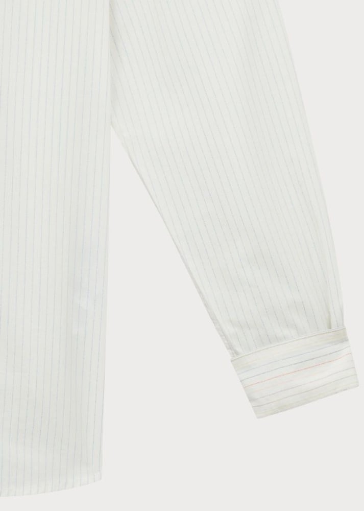 Paul Regular Fit Long Sleeve Stripe Shirt - Off White