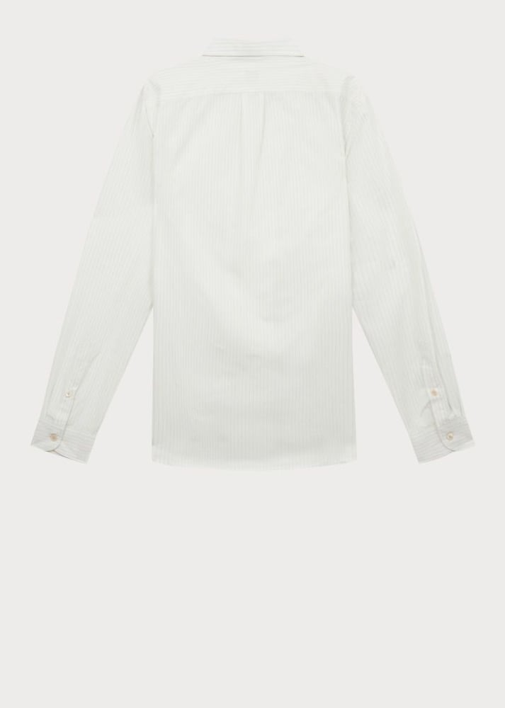 Regular Fit Long Sleeve Stripe Shirt - Off White