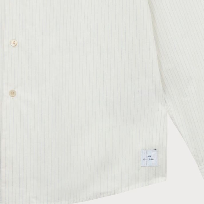 Paul Regular Fit Long Sleeve Stripe Shirt - Off White