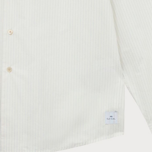 Regular Fit Long Sleeve Stripe Shirt - Off White