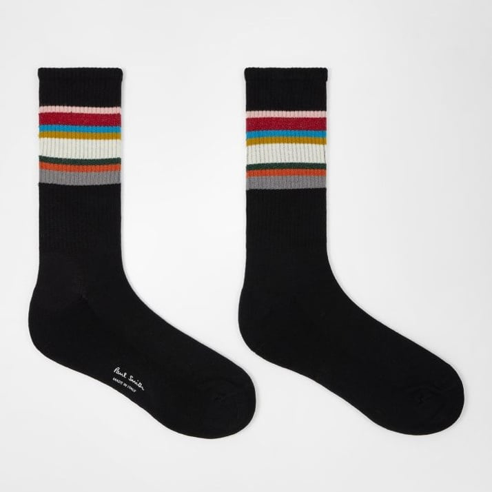 Paul Cotton-Blend 'Signature Stripe' Crew Sport Socks - Black