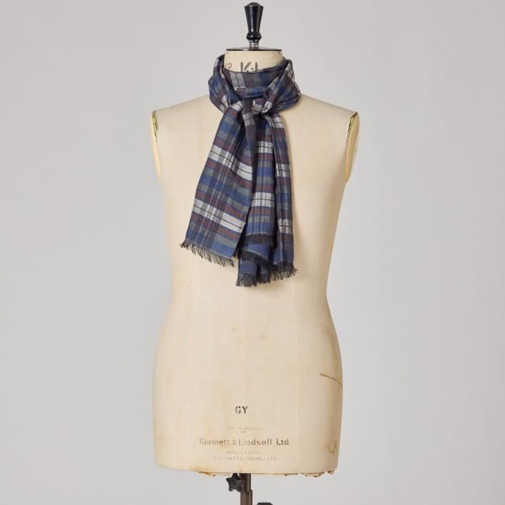 Paul Lord Check Scarf - Navy