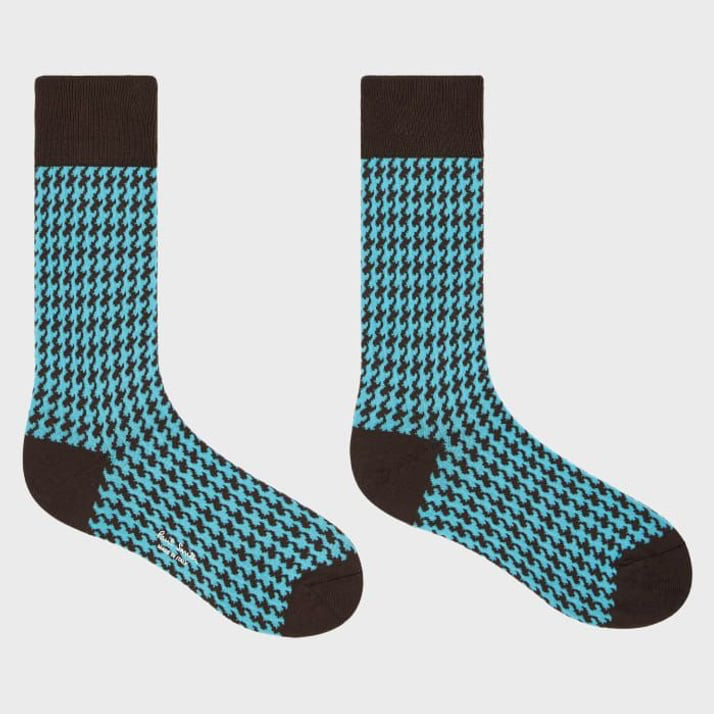Turquoise Lane Houndstooth Socks - Turquoise