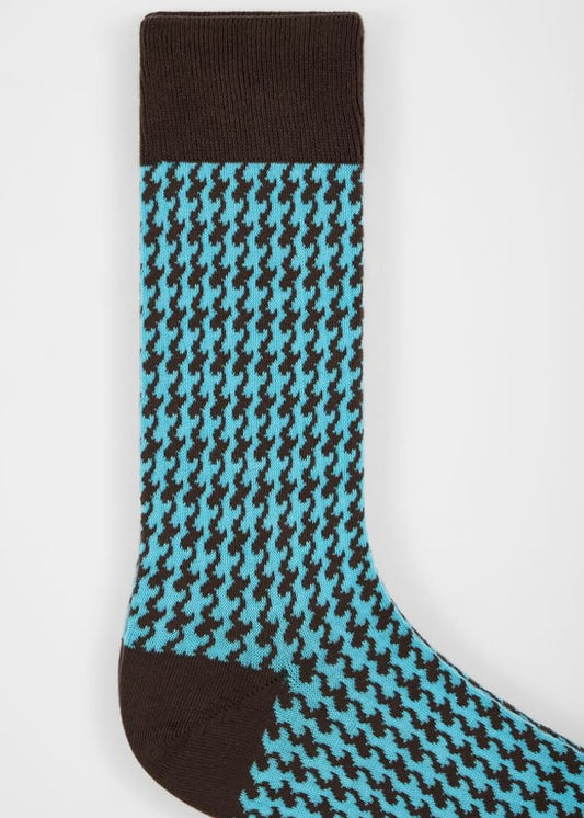 Turquoise Lane Houndstooth Socks - Turquoise