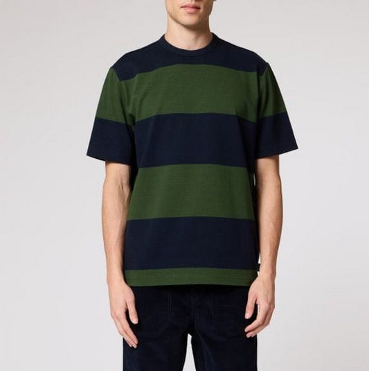 Striped Oversized T-Shirt - Bottle Green