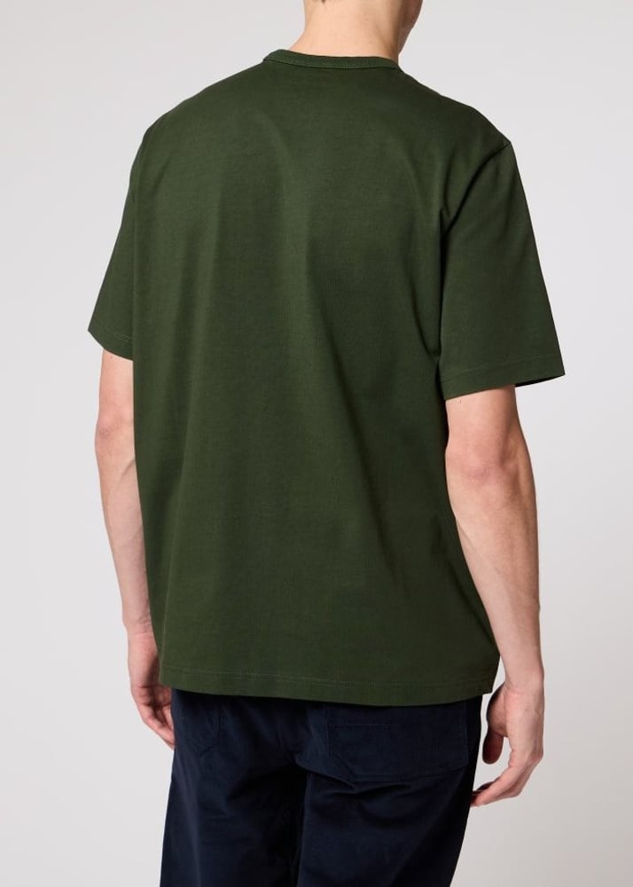 Oversized Logo Embroidery Cotton T-Shirt - Bottle Green