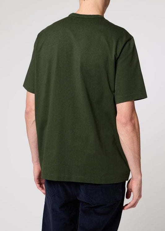 Oversized Logo Embroidery Cotton T-Shirt - Bottle Green