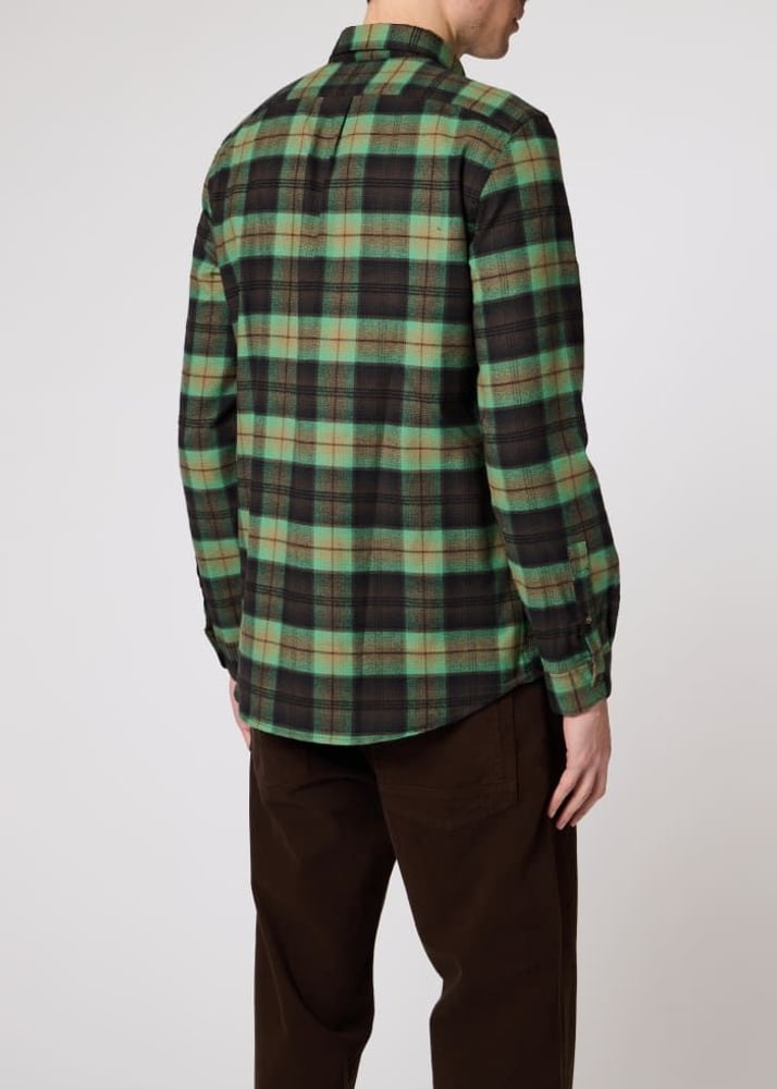 Paul Regular Fit Button Down Check Shirt - Pea Green