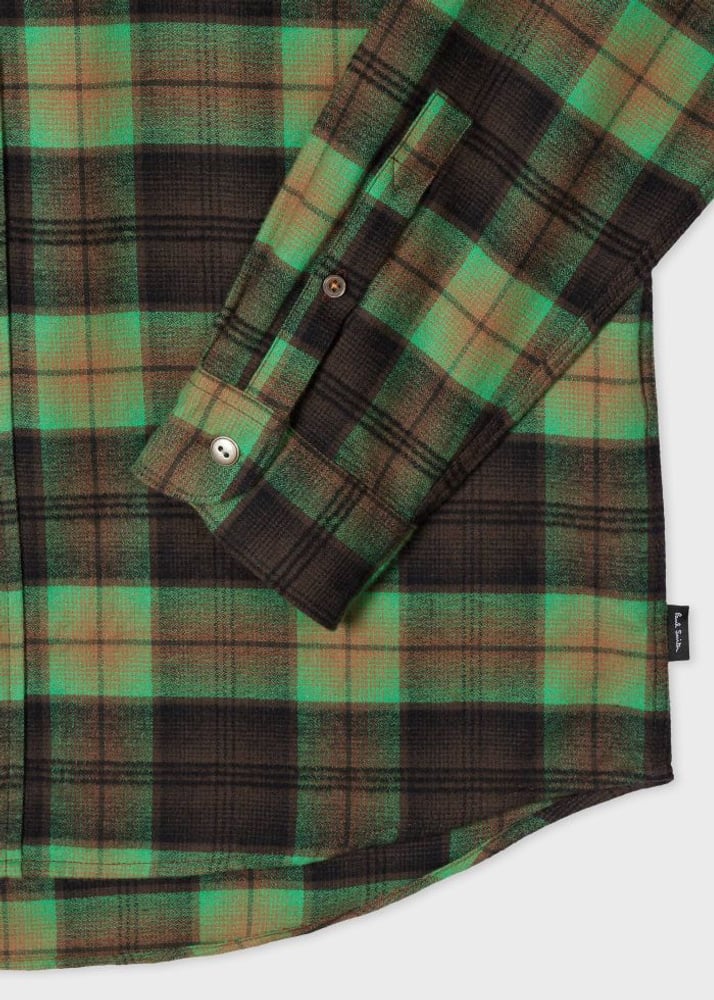 Paul Regular Fit Button Down Check Shirt - Pea Green