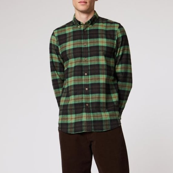 Paul Regular Fit Button Down Check Shirt - Pea Green