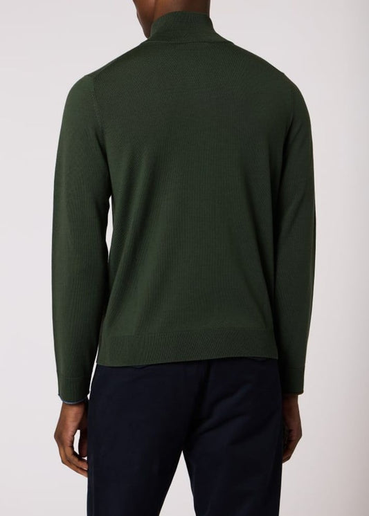 Zip Through Cardigan - Bottle Green