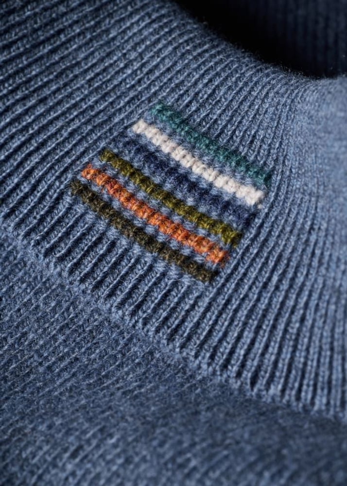 Paul Merino Wool Long-Sleeve Polo Shirt - Mid Blue