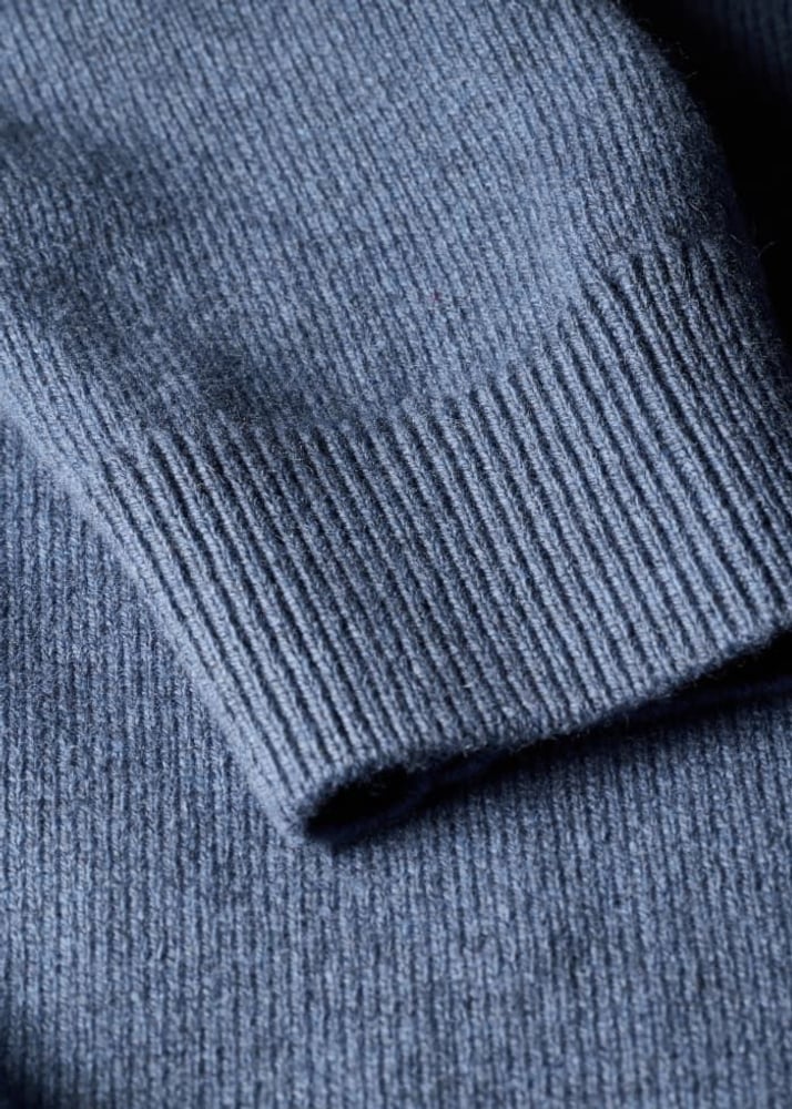 Merino Wool Long-Sleeve Polo Shirt - Mid Blue