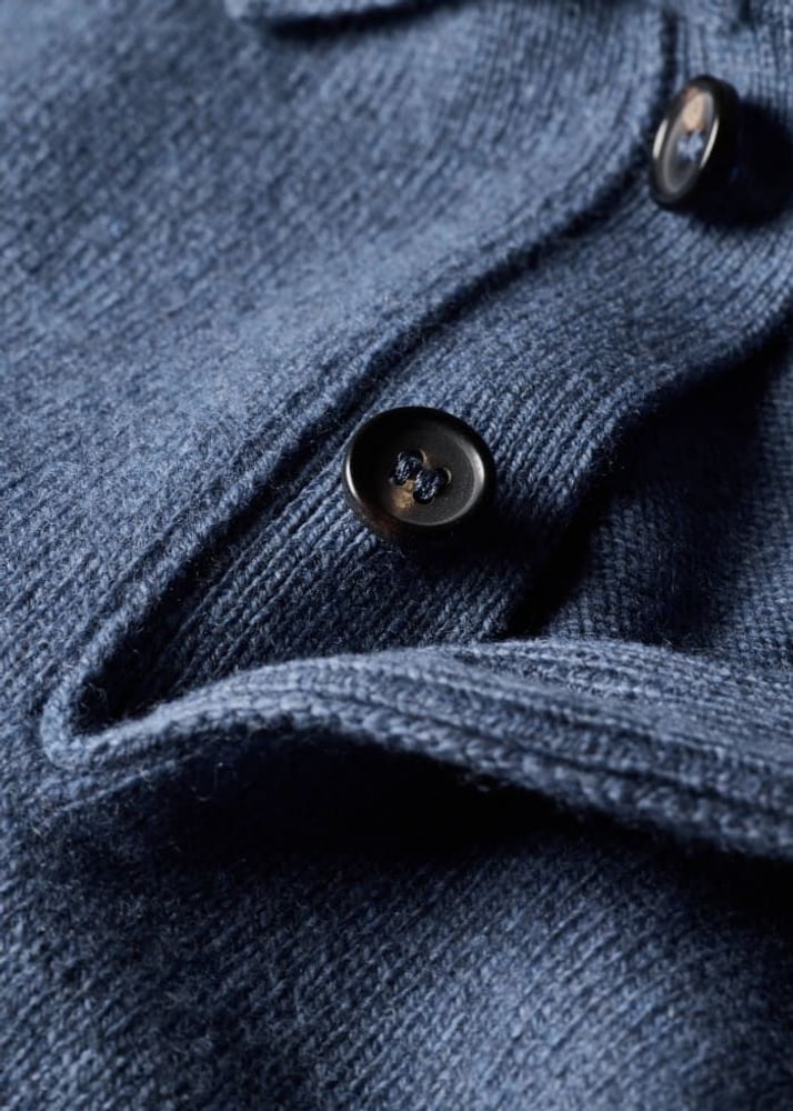 Paul Merino Wool Long-Sleeve Polo Shirt - Mid Blue