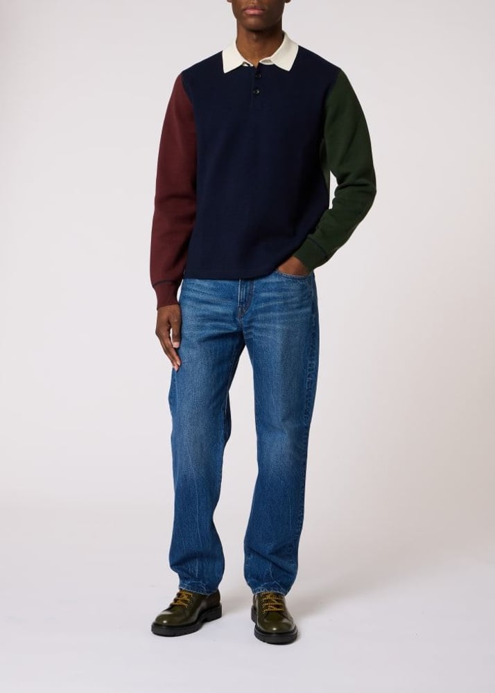 Paul Cotton-Blend Colour-Block Rugby Top - Navy