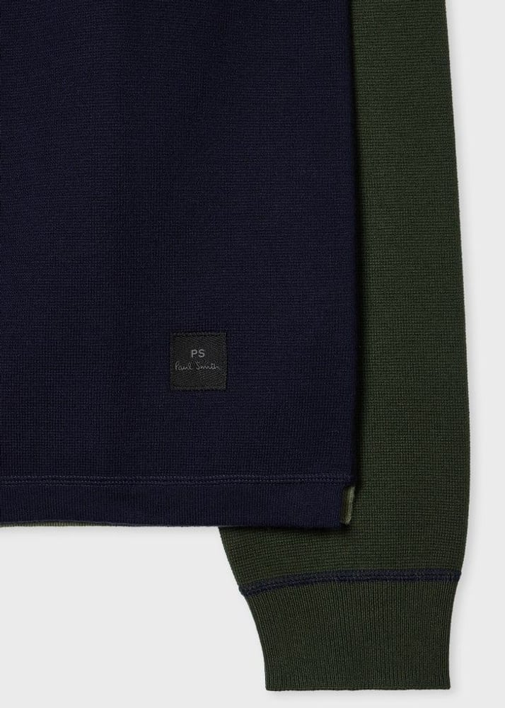 Cotton-Blend Colour-Block Rugby Top - Navy