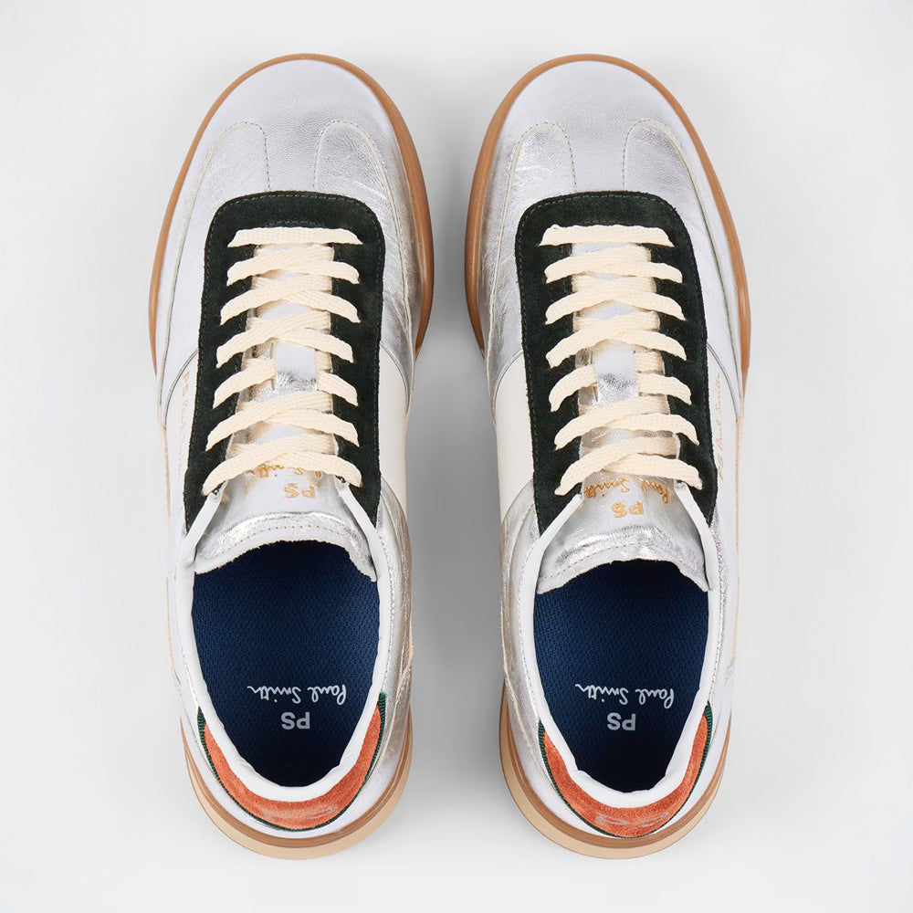 Leather Silver 'Dover' Retro Gum Trainers - Silver