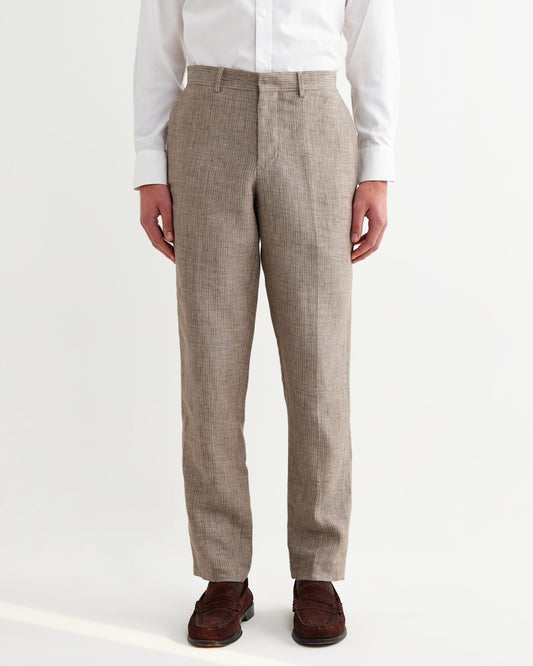 Alp Trouser Linen Stripe - Natural Brown