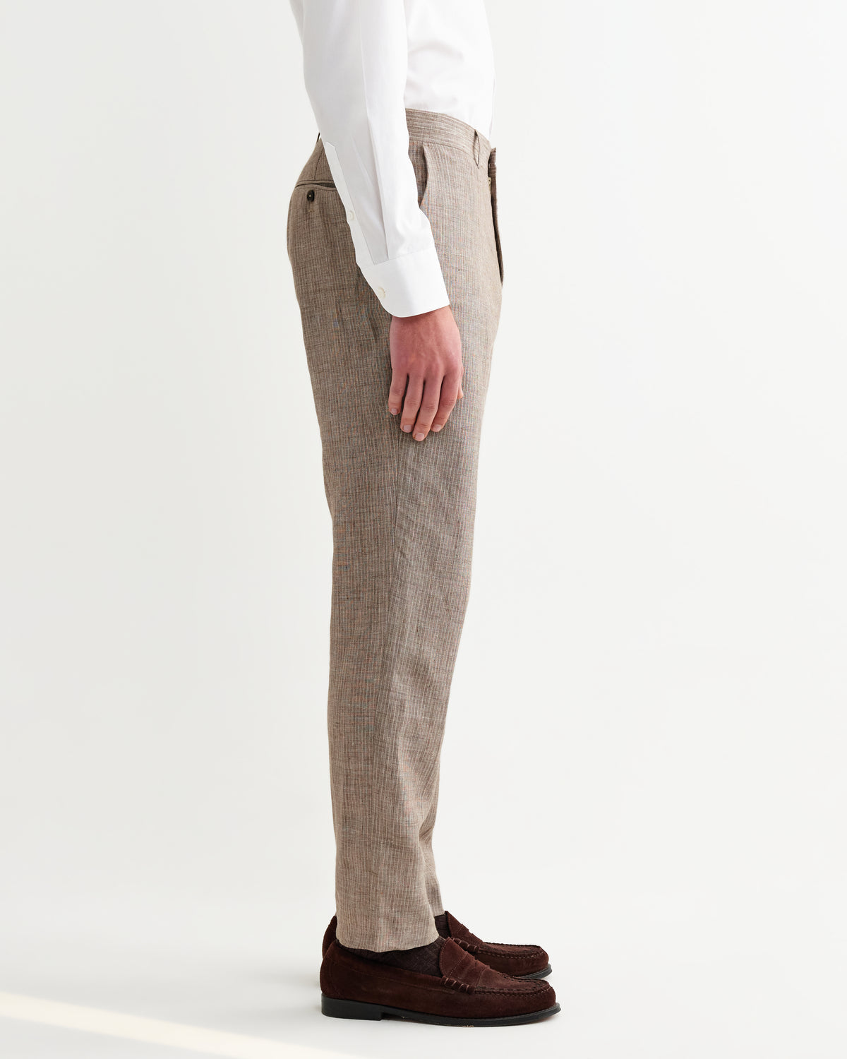 Alp Trouser Linen Stripe - Natural Brown